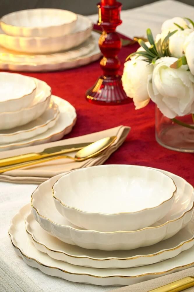 Flower Altın Yaldız 24 Parça Yemek Takımı