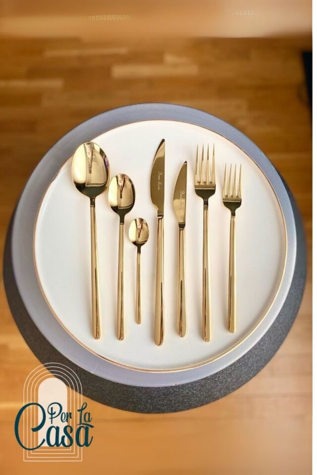 Elara Titanyum Gold 42 Parça Çatal Kaşık Bıçak Takımı