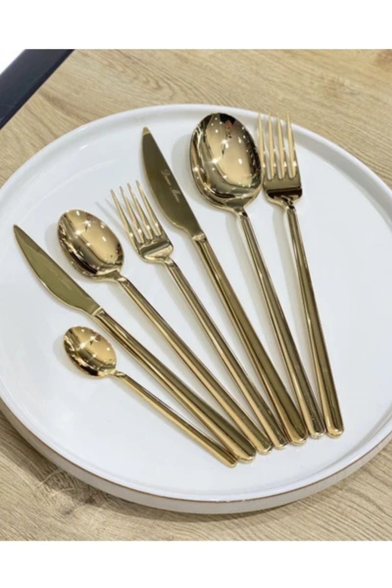 Elara Titanyum Gold 42 Parça Çatal Kaşık Bıçak Takımı
