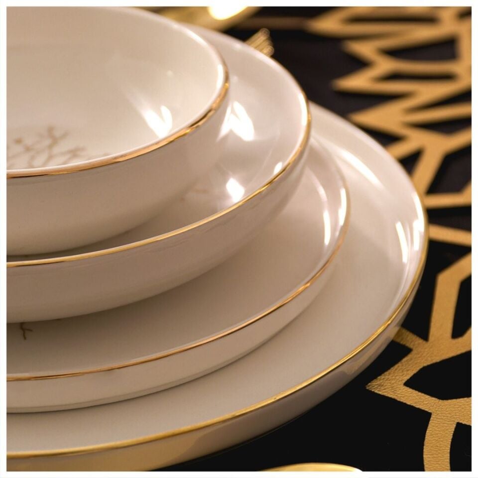 Hayat Ağacı Altın Yaldız 24 Parça 6 Kişilik Yemek Takımı