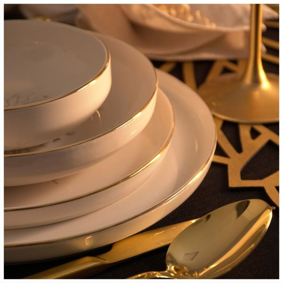 Hayat Ağacı Altın Yaldız 24 Parça 6 Kişilik Yemek Takımı