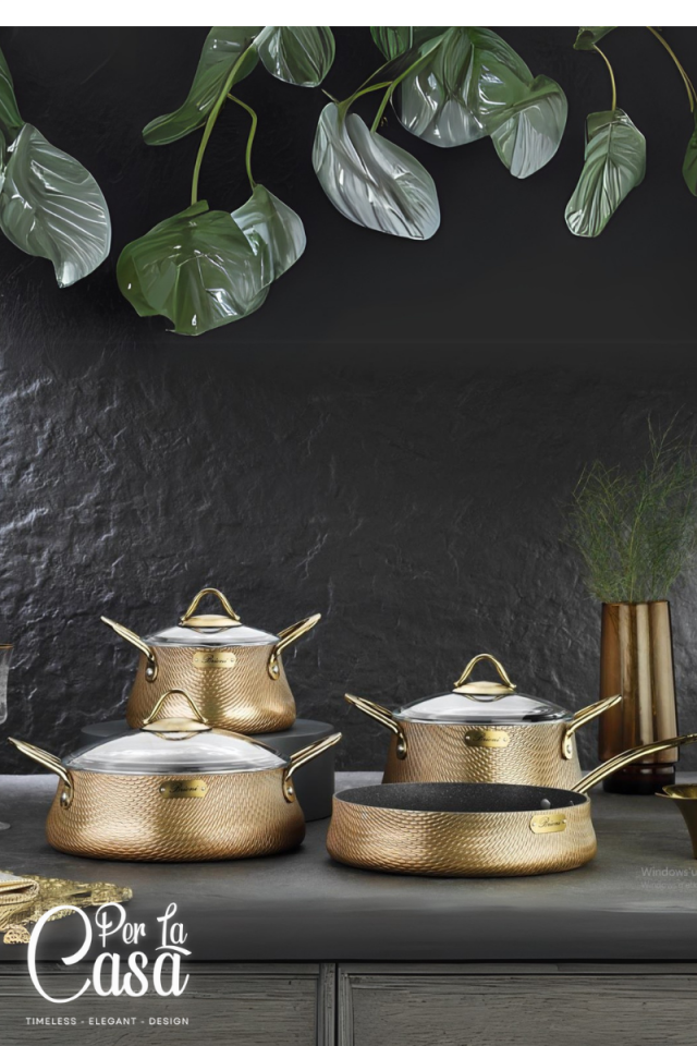 Brioni Elegance 7 Parça Tencere Seti Altın