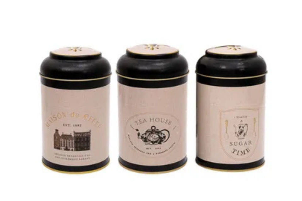 Canvas Desenli Metal Saklama Kabı 3 lü Set