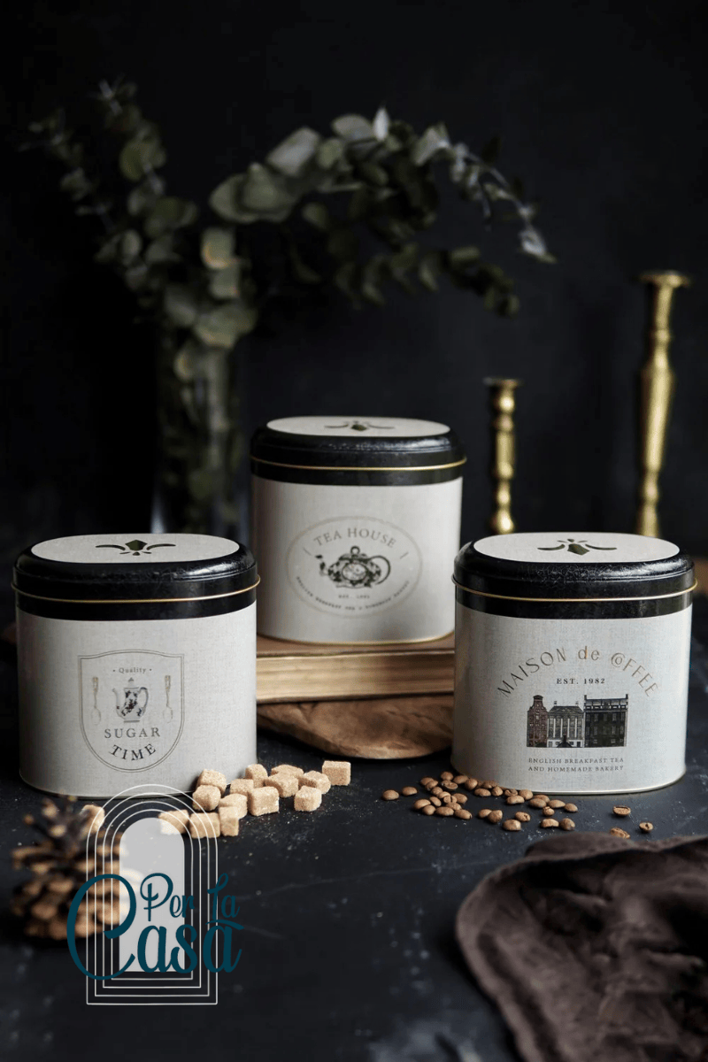 Canvas Metal Saklama Kabı 3 lü Set Geniş Boy