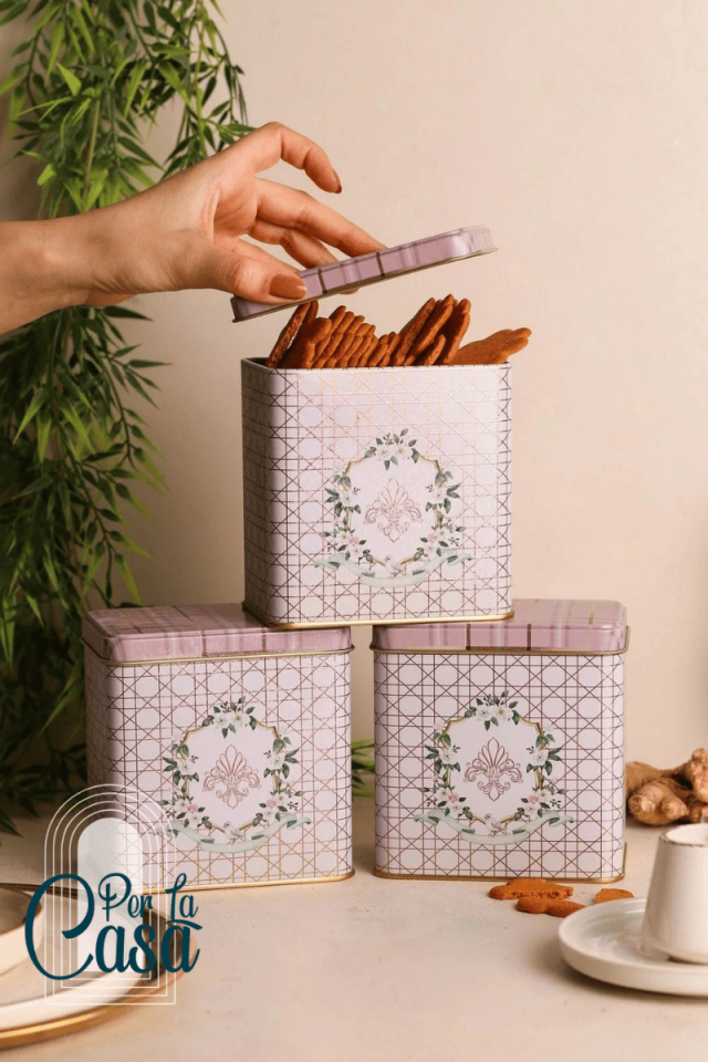 Pinky Desenli Dikdörtgen Saklama Kabı 3'lü Set