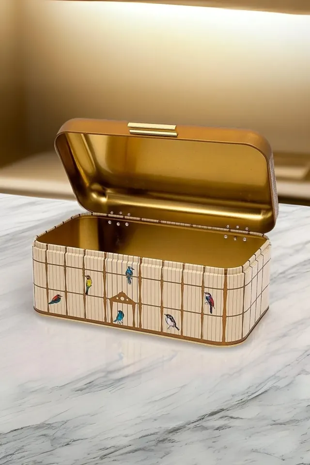 Golden Birds Temalı Ekmeklik Kutusu ve 3'lü Kavanoz Set