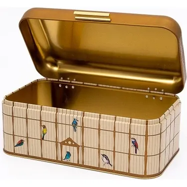 Golden Birds Temalı Ekmeklik Kutusu ve 3'lü Kavanoz Set