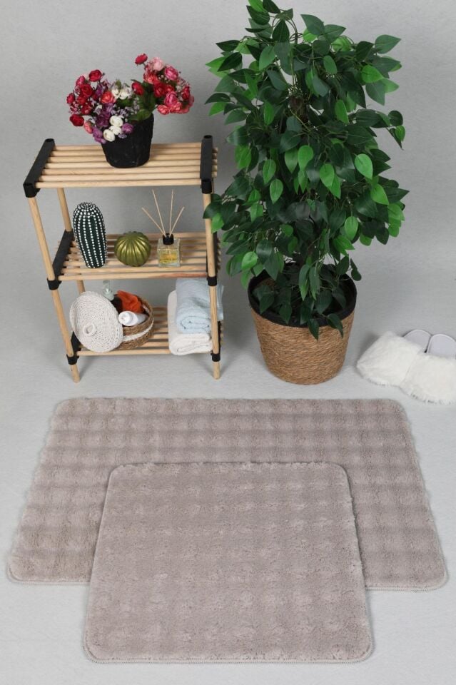 Bubble Light Bej 2li Banyo Halısı