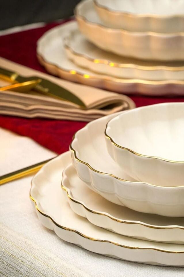 Flower Altın Yaldız 24 Parça Yemek Takımı