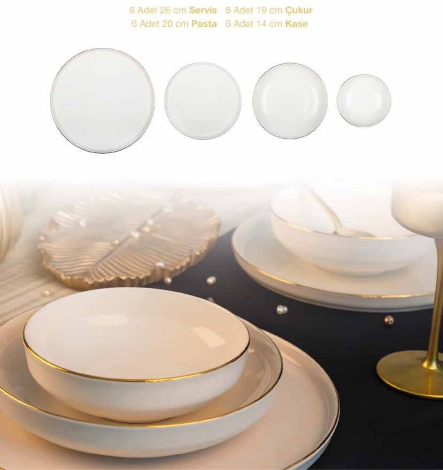 Luna Altın Yaldız 24 Parça Yemek Takımı