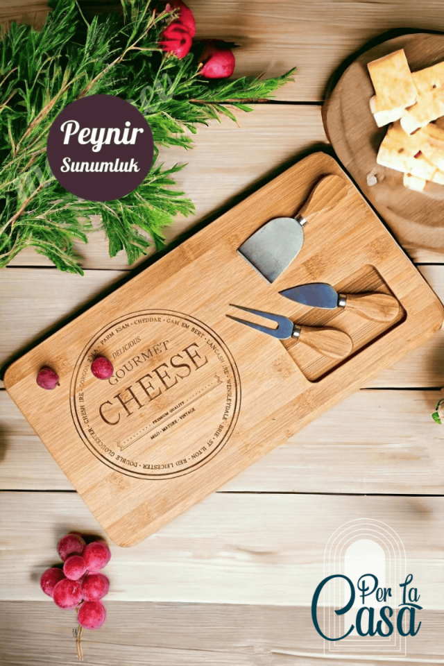 Peynir Sunum Tabağı 3 Bıçaklı Servis Sunum