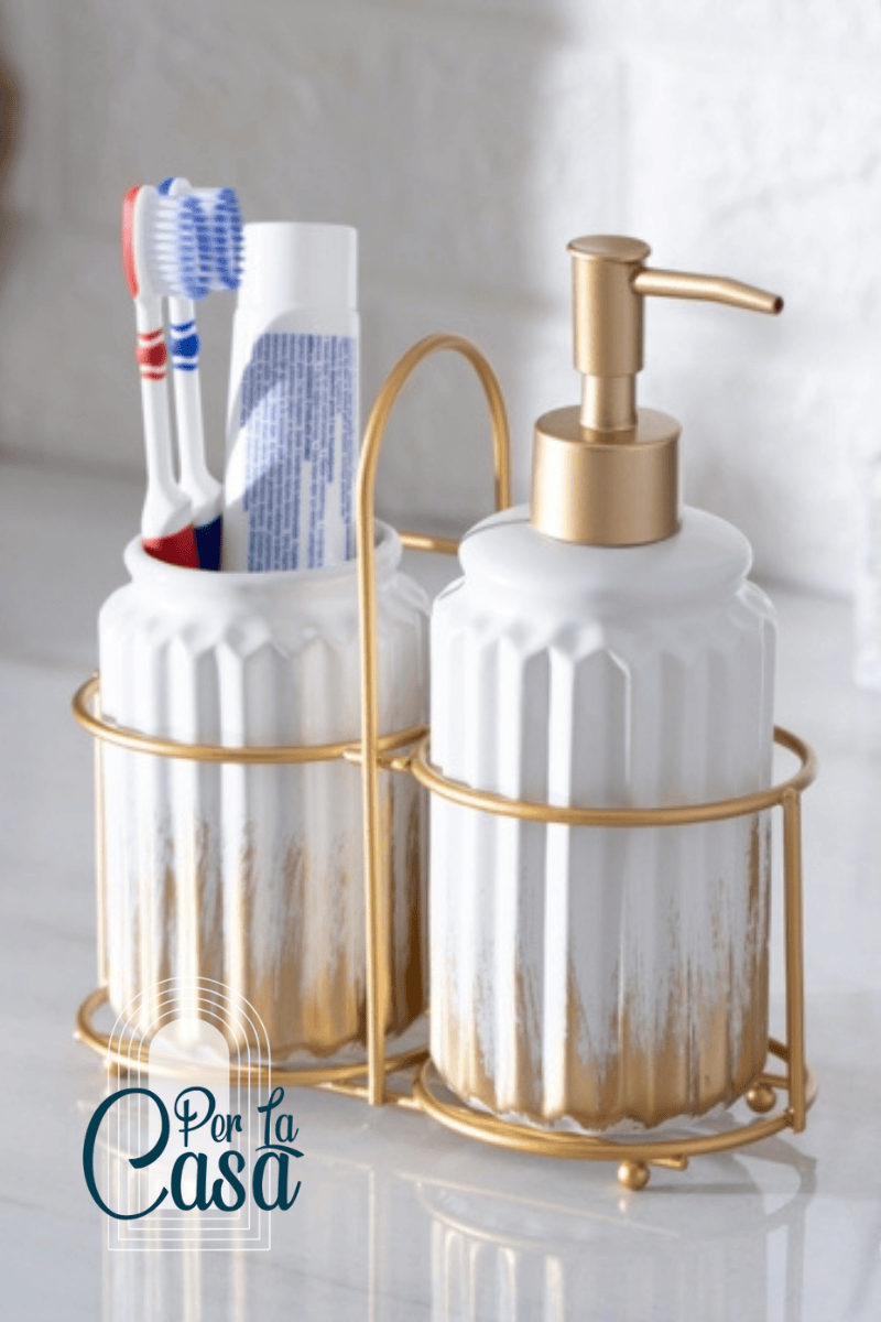 Stoneware Beyaz altın 2li Banyo Seti