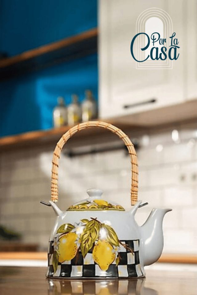 Limoncella 0.9 Lt Porselen Hasır Saplı Demlik