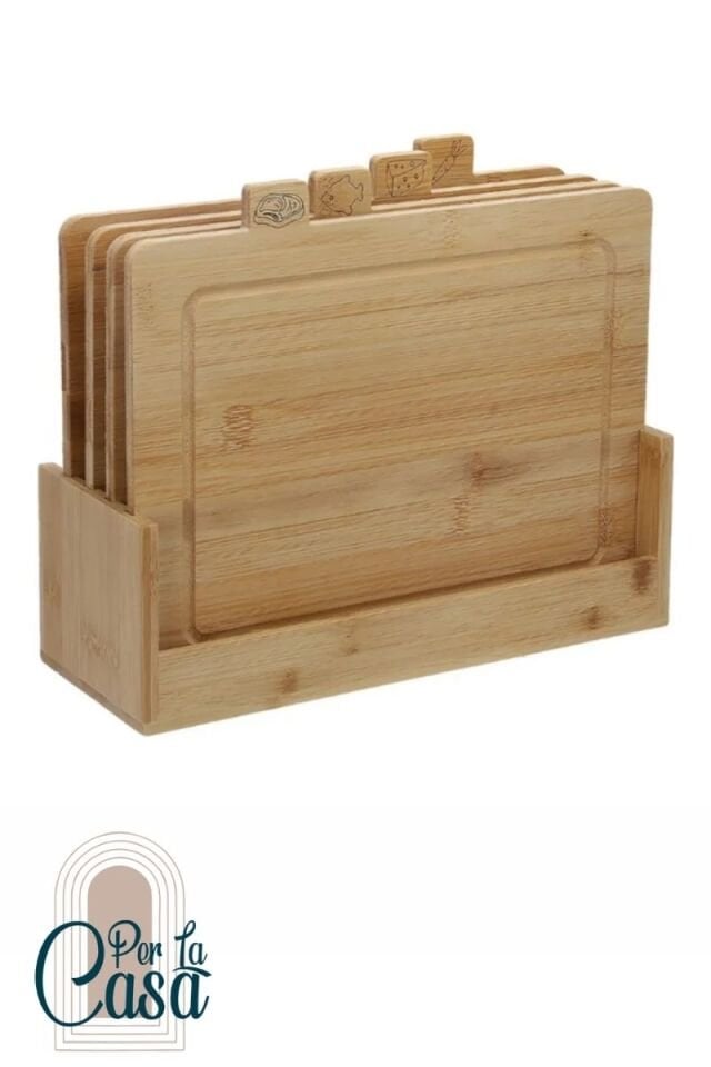 Bambu Standlı Kesme Tahtası 4'lü Set