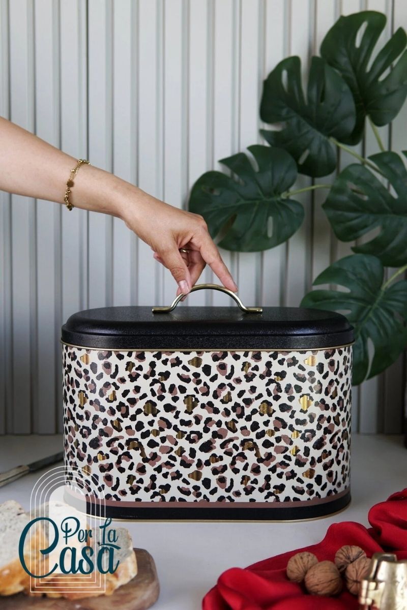 Glamour Leo Leopar Desenli Metal Ekmeklik