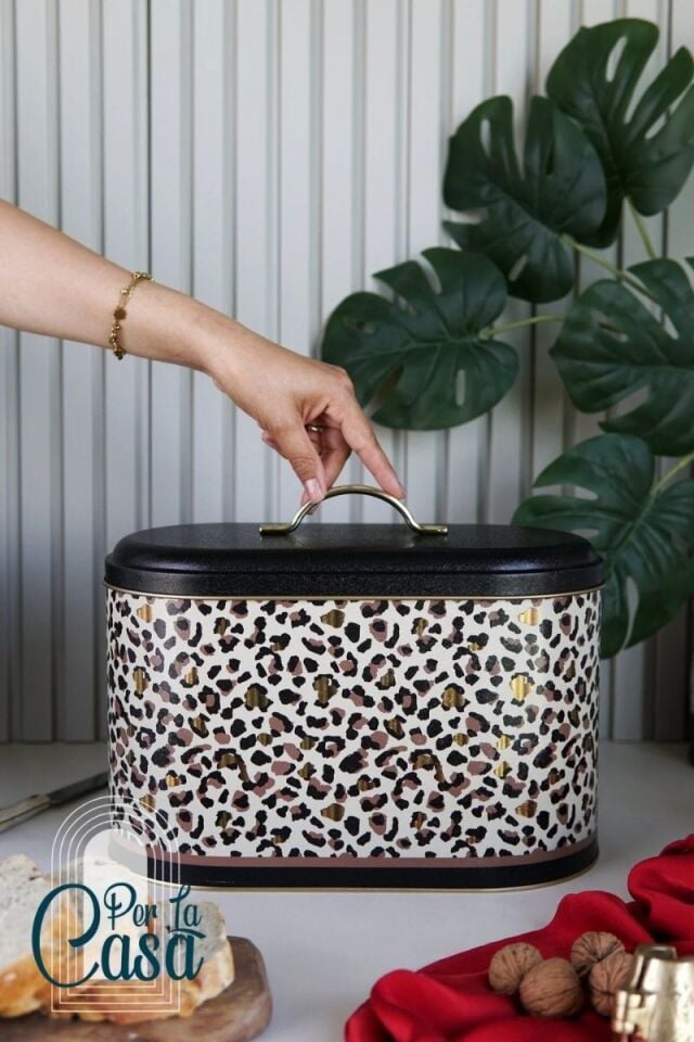 Glamour Leo Leopar Desenli Metal Ekmeklik