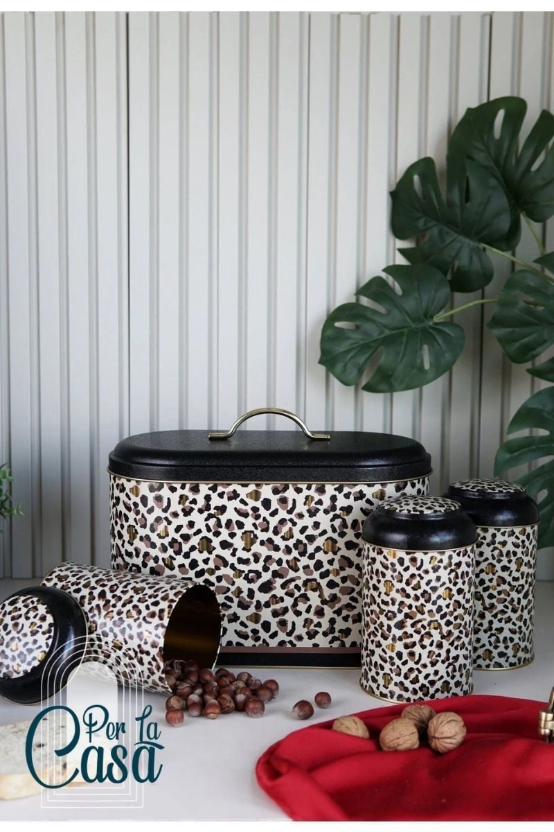 Glamour Leo Leopar Desenli Ekmeklik ve 3'lü Set