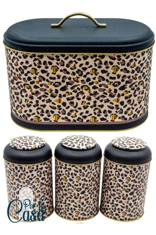 Glamour Leo Leopar Desenli Ekmeklik ve 3'lü Set