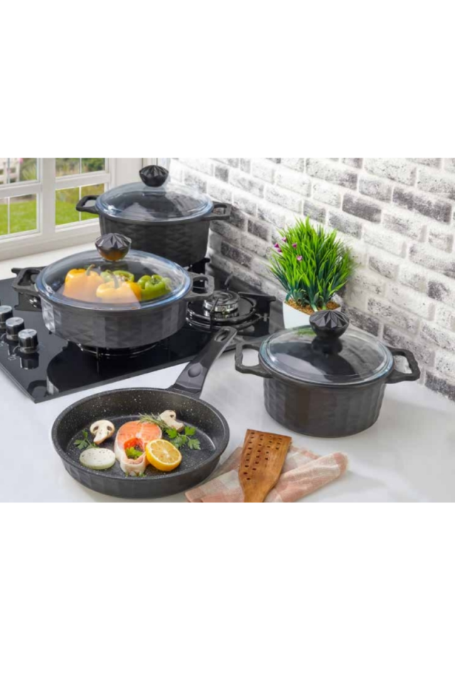 Crytal Granit Döküm Tencere Seti 7 Parça