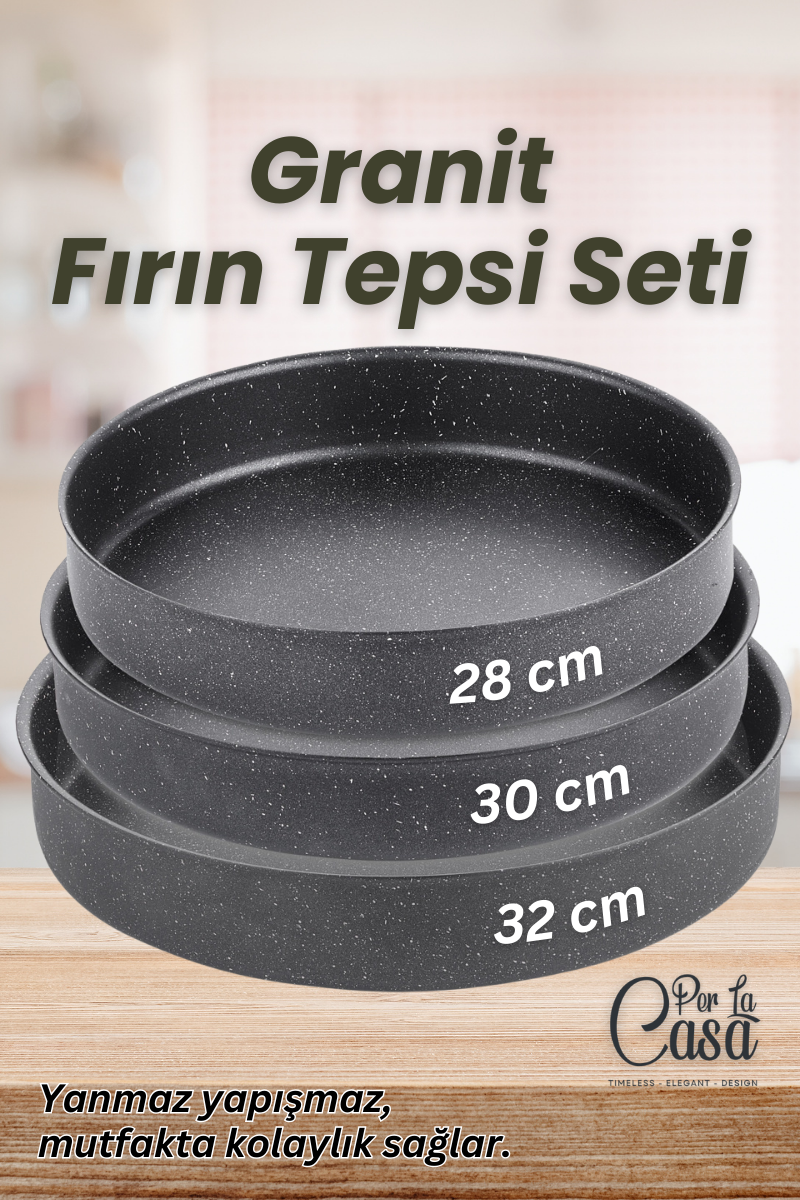 Polo Chef Hamarat 3'lü Granit Fırın Tepsisi Seti