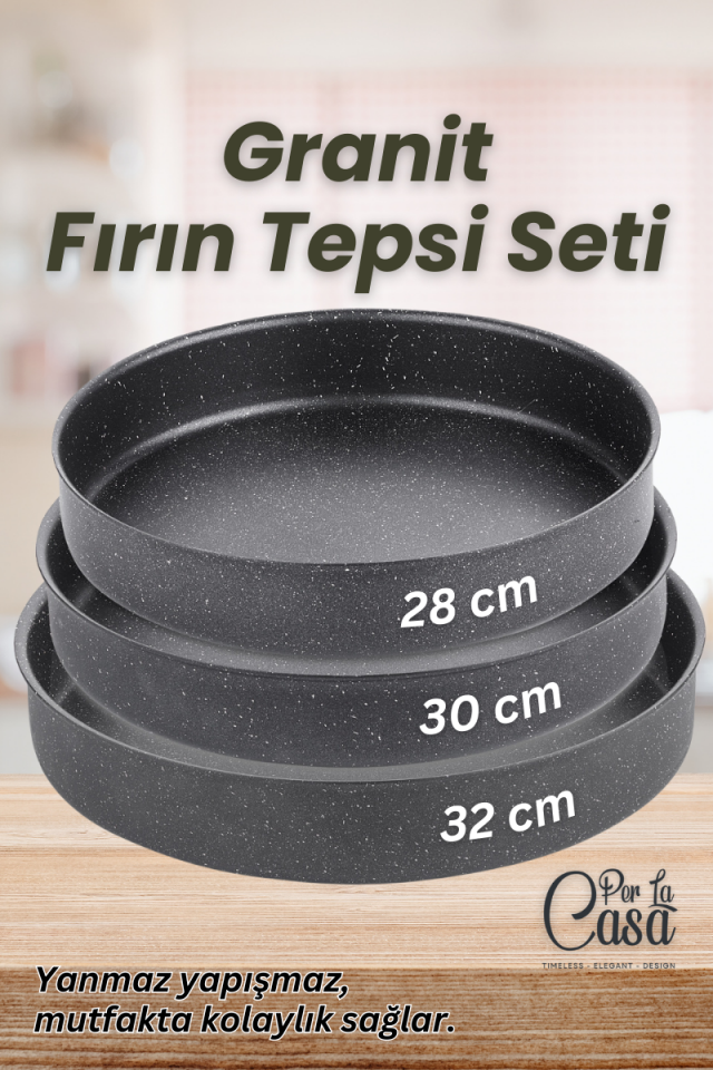 Polo Chef Hamarat 3'lü Granit Fırın Tepsisi Seti