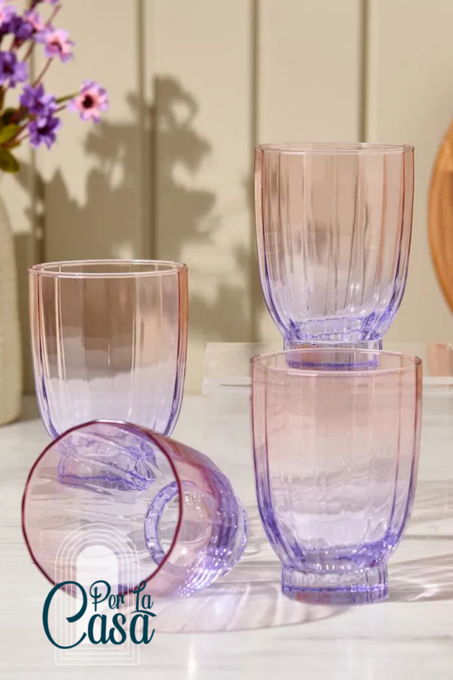 Elite 4'lü Su Bardağı Seti Mor 320 cc