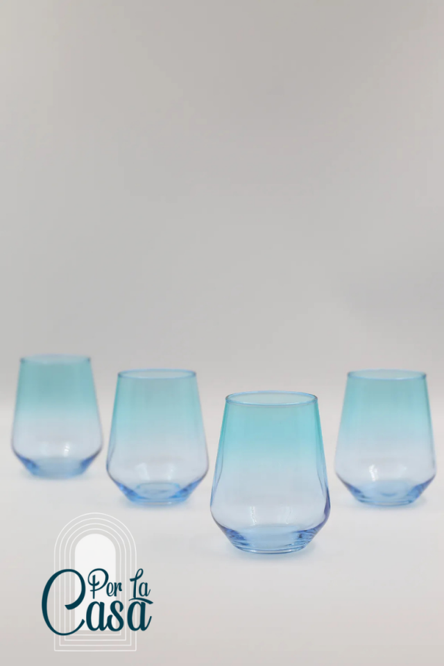 Marsilya 4'lü Su Bardağı Seti Mavi-Turkuaz 425 cc