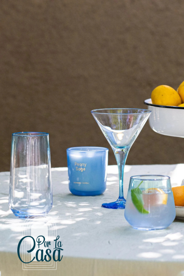 Marsilya 4'lü Su Bardağı Seti Mavi-Turkuaz 425 cc