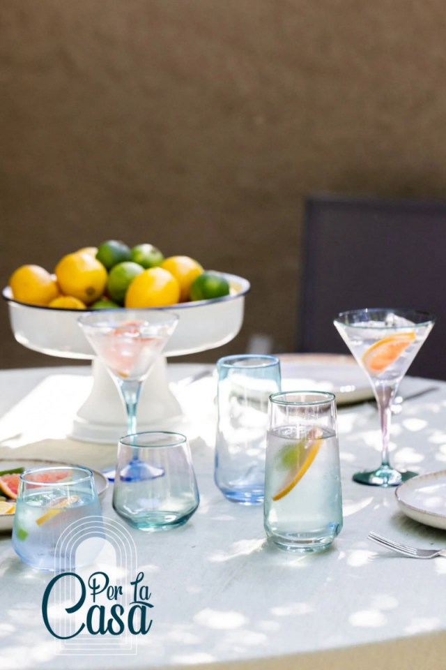 Marsilya 4'lü Su Bardağı Seti Mavi-Turkuaz 425 cc