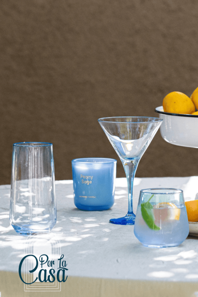 Marsilya Mavi Turkuaz Cam Viski Bardağı Seti 4'lü -345cc