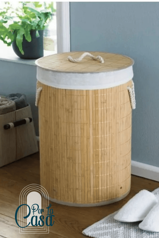 Bambu Oval Banyo Çamaşır Sepeti