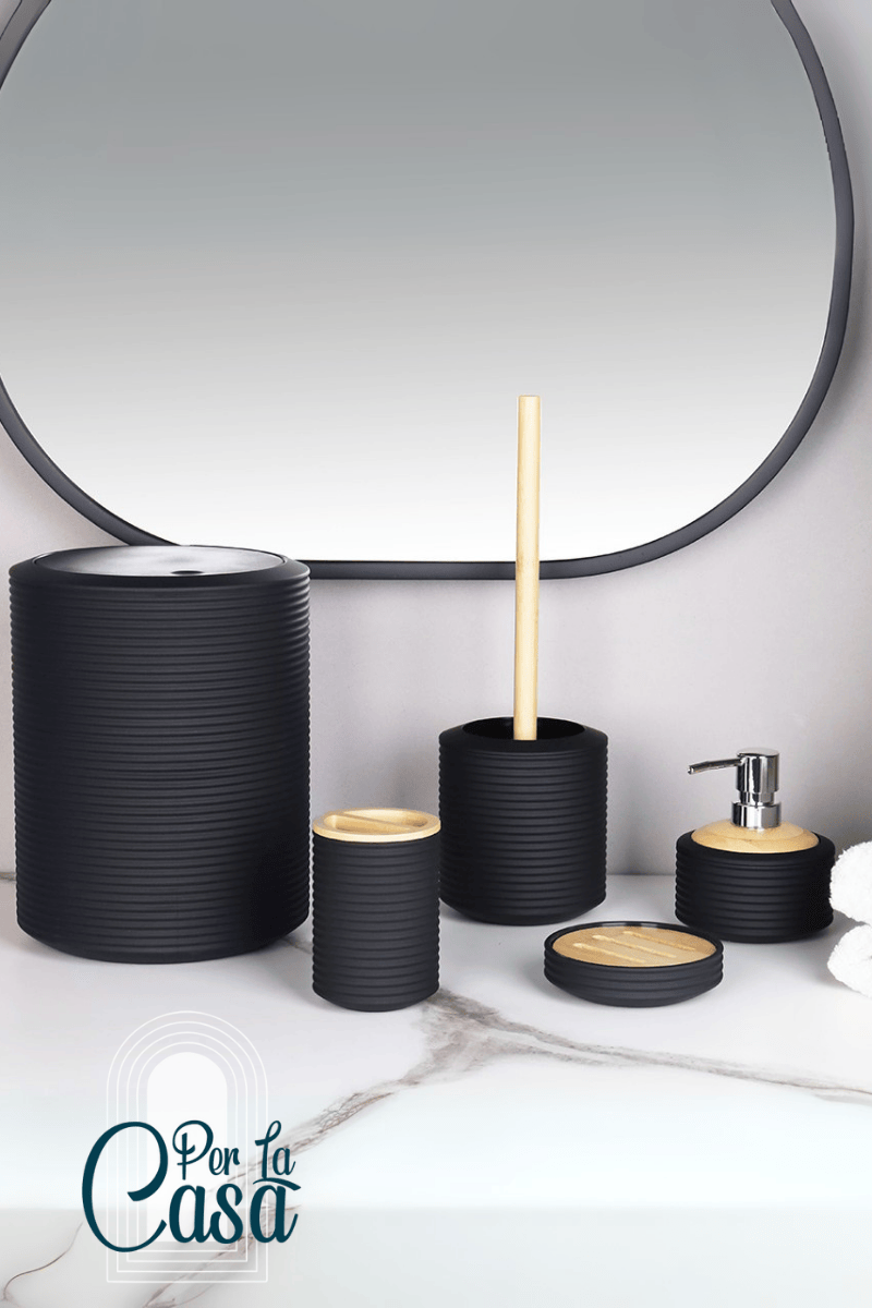 5 Parça Zoey Banyo Seti (Siyah)