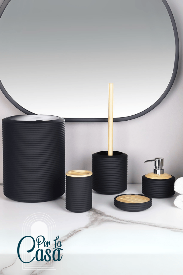 5 Parça Zoey Banyo Seti (Siyah)