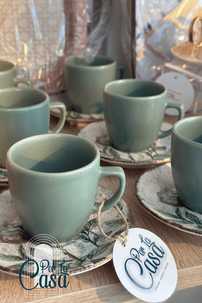 Keramika Türk Kahvesi Fincan Seti 6 Kişilik Yeşil