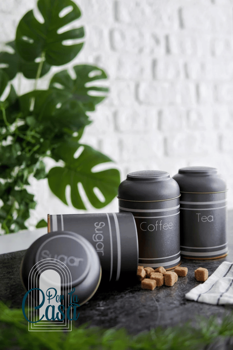 Silver Çay Kahve Şeker Saklama Kabı 3’lü Set Silver - 11 cm