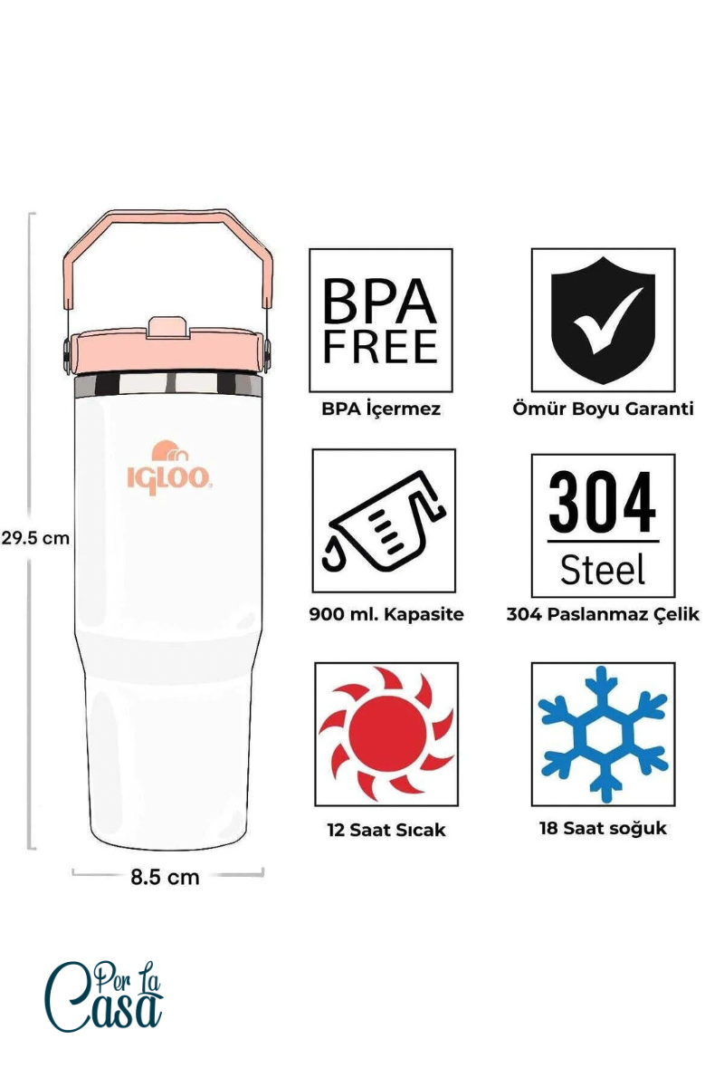Igloo Powder Termos Pembe Beyaz