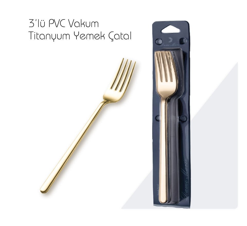 Titanyum Gold Yemek Çatalı 3’lü Set