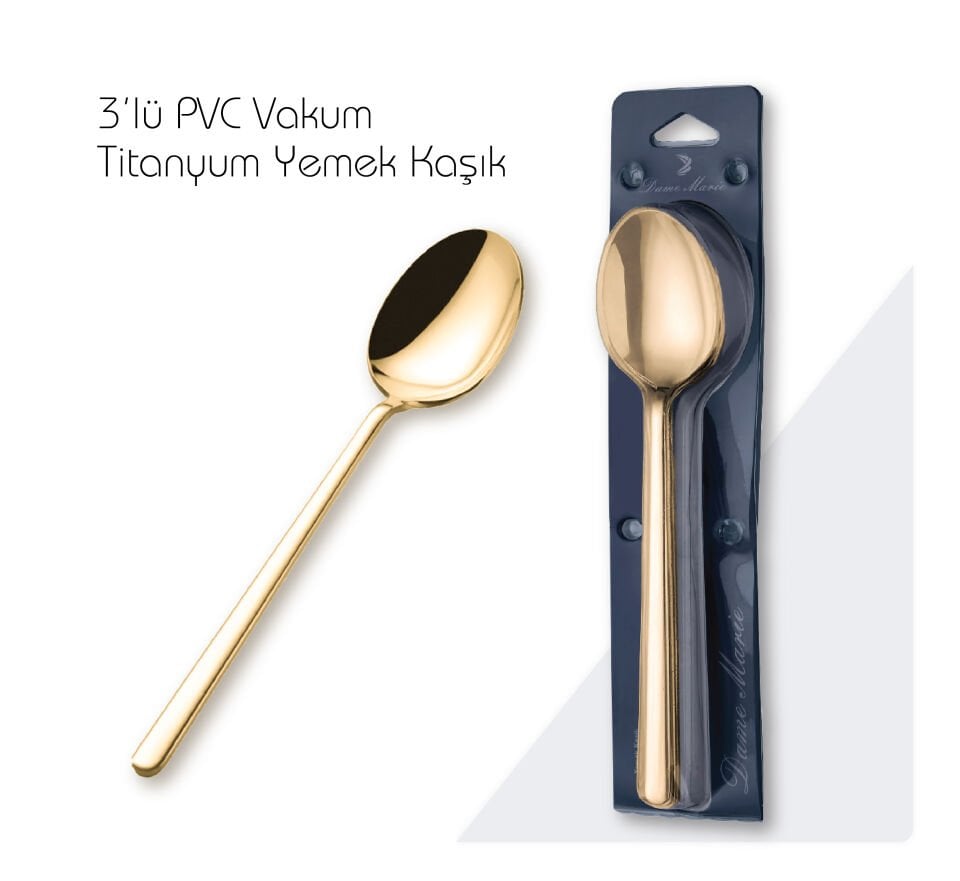 Titanyum Gold Yemek Kaşığı 3’lü Seti