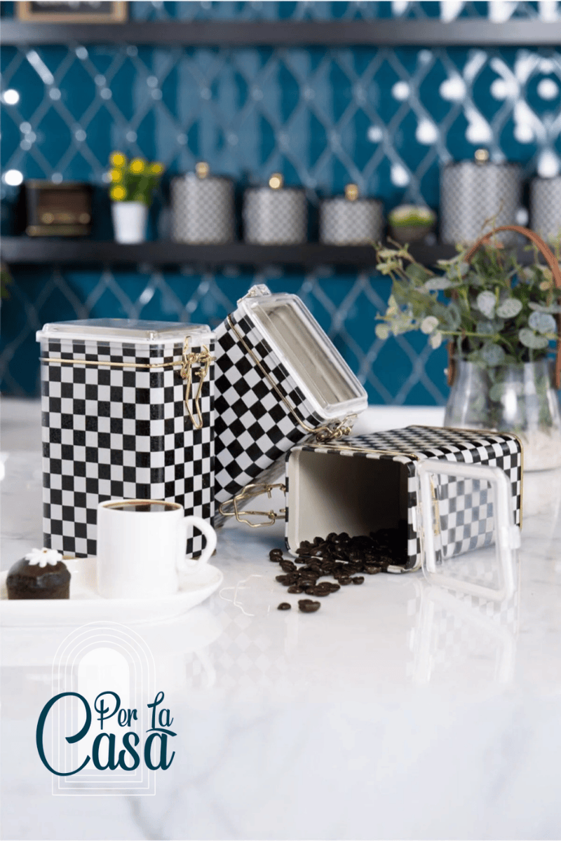 Dikdörtgen Kilitli Saklama Kabı 3’lü Set (Checkers Black)