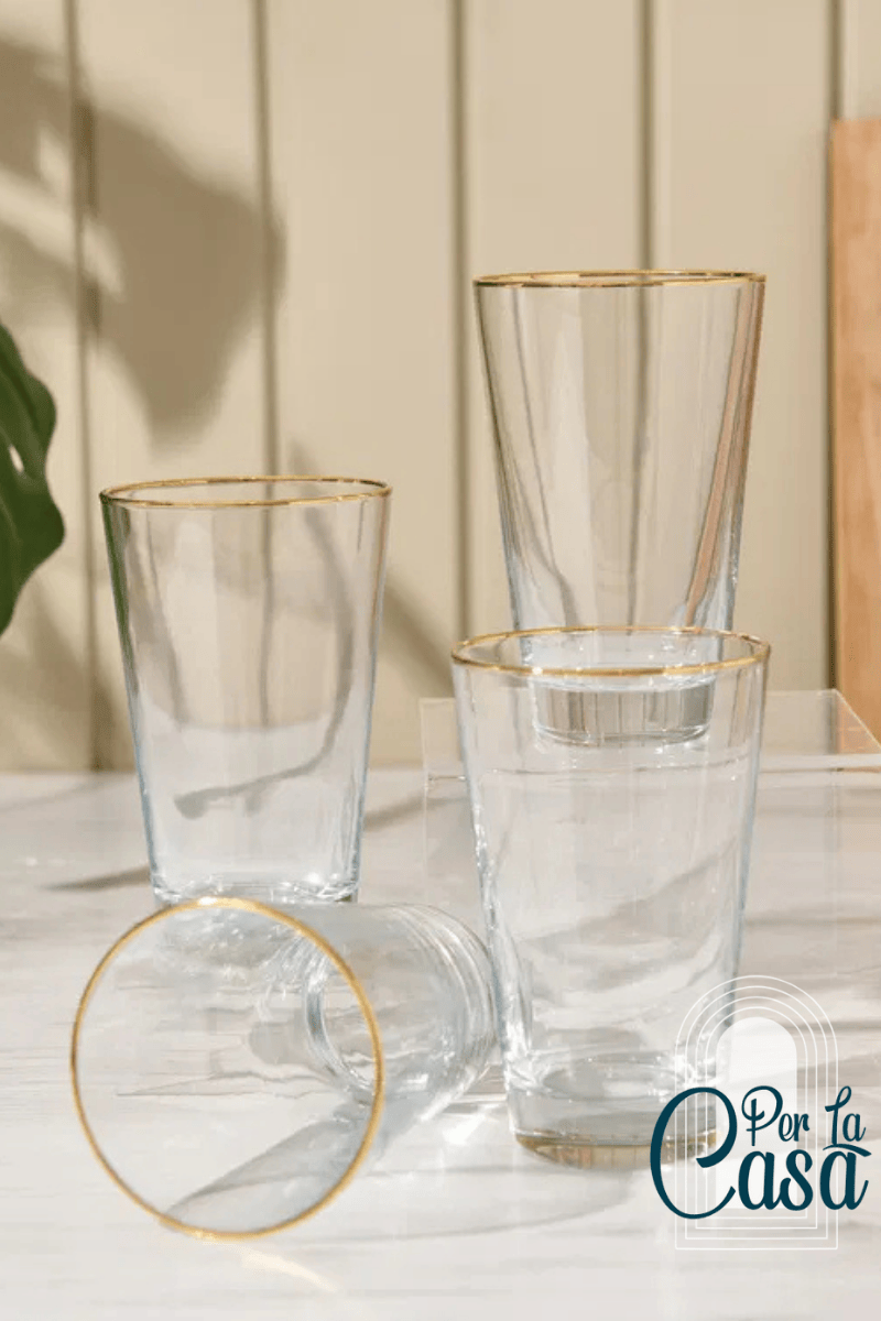 Pure Altın Yaldızlı 4'lü Meşrubat Bardağı Seti