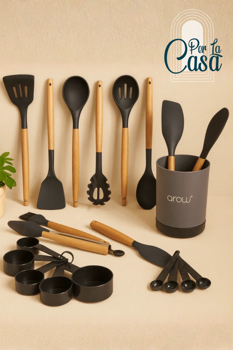 22 Parça Silikon Chef Servis Seti Siyah