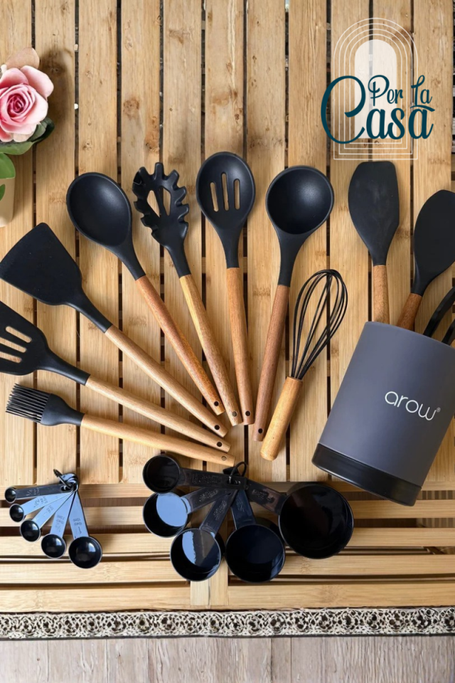 22 Parça Silikon Chef Servis Seti Siyah