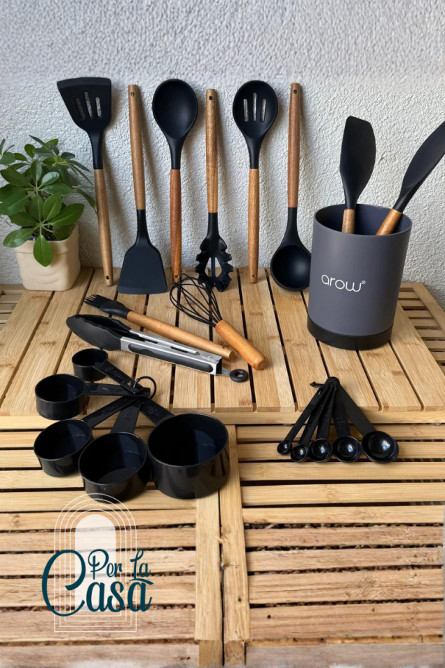22 Parça Silikon Chef Servis Seti Siyah