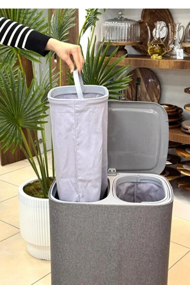 Tekerlekli Katlanır Kumaş Kirli Sepeti - 50 Litre