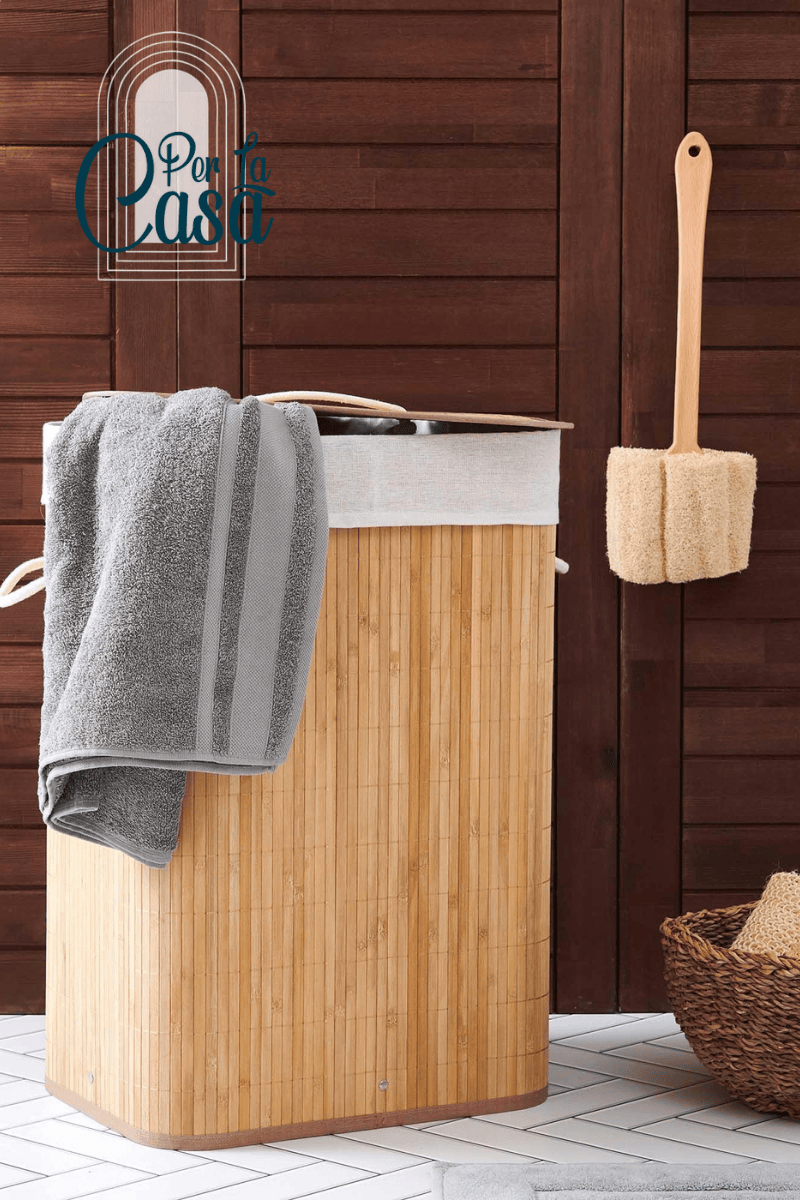 Bambu Natürel Çamaşır Sepeti - Bej