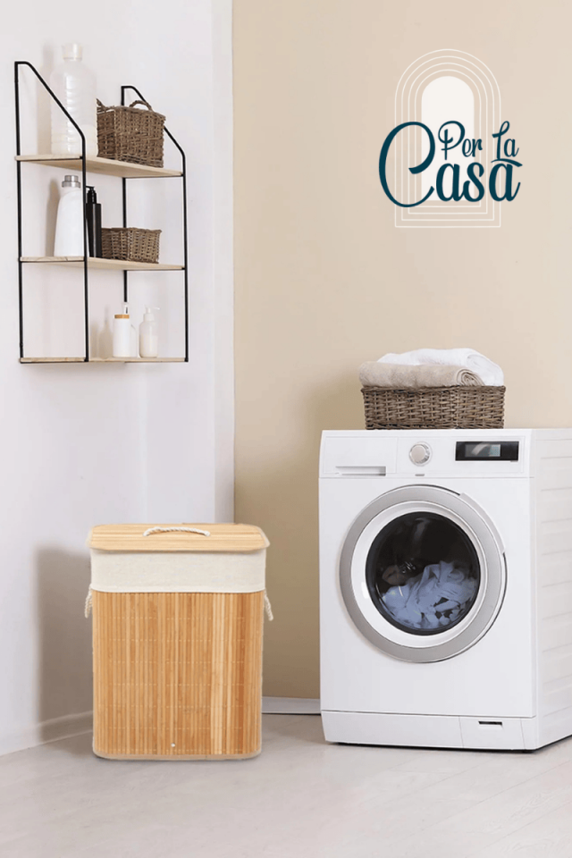 Bambu Natürel Çamaşır Sepeti - Bej