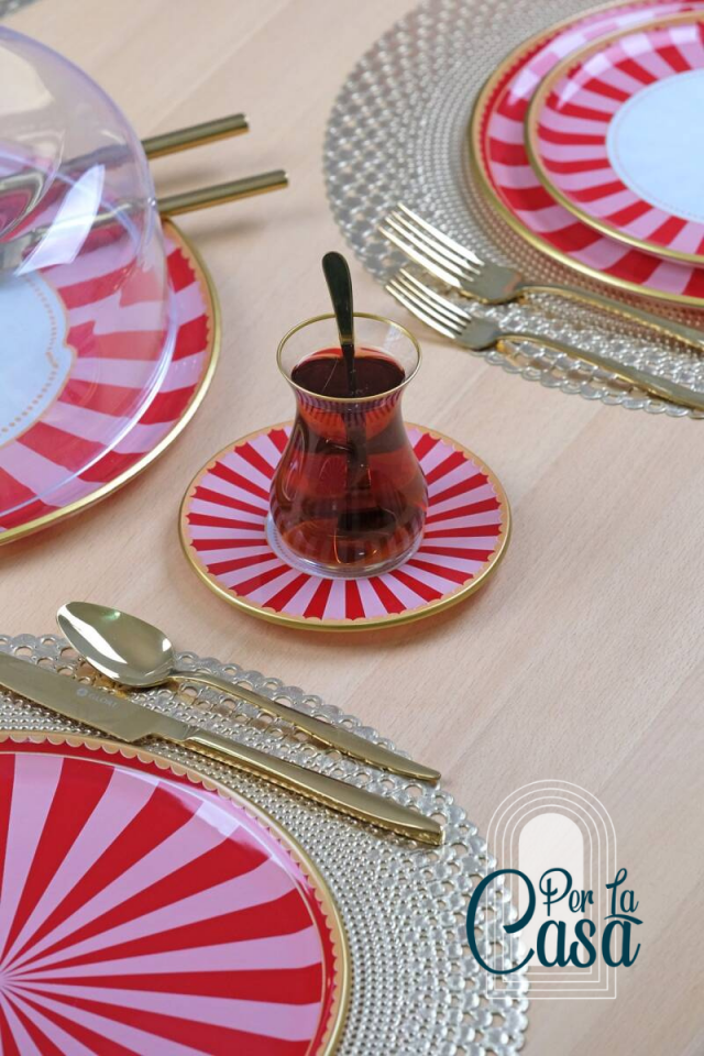 Pink Line 25 Parça 6 Kişilik Tepsili Çay - Kahve Seti