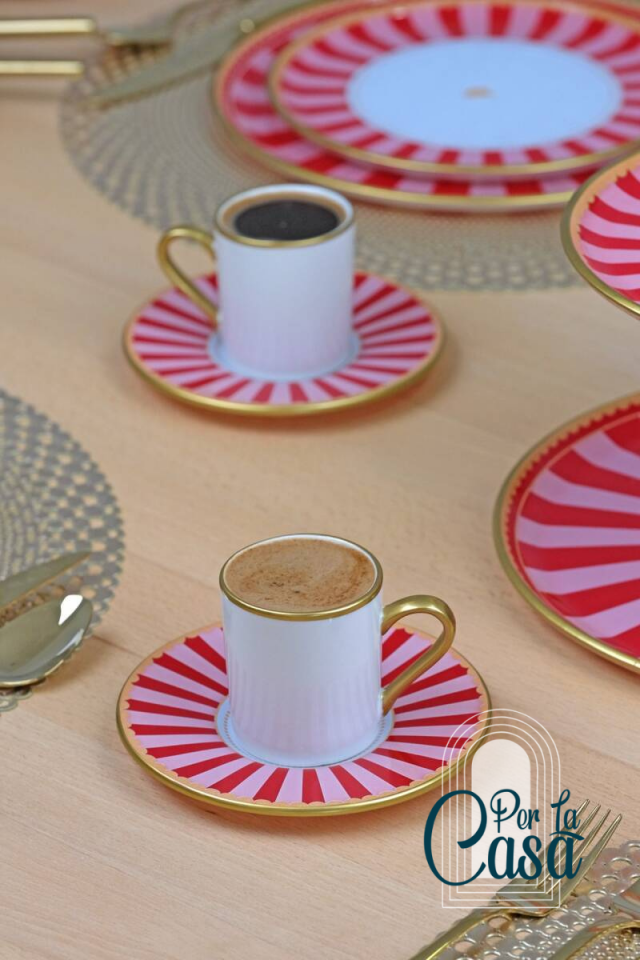 Pink Line 25 Parça 6 Kişilik Tepsili Çay - Kahve Seti