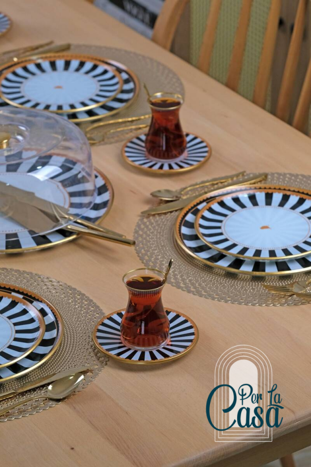 Black Line 31 Parça 6 Kişilik Tepsili Pasta Takımı