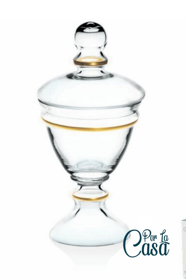 Vera Cam Kapaklı Ayaklı Şekerlik Altın Yaldız